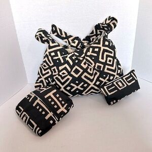 Etsy 3 pc set boho handmade tie knot purse with matching travel bags black
